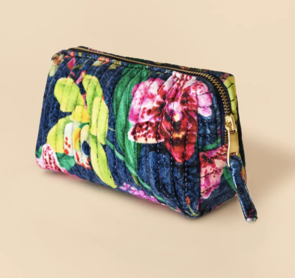 Small Quilted Vanity Bag - Exotic Evening Ink