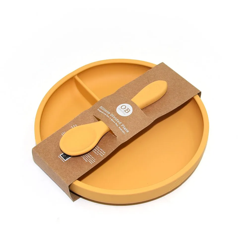 Suction Divider Plate & Spoon Set | Mango