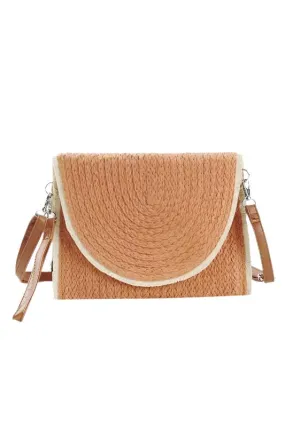 TEEK - Solid Color Straw Convertible Swing Clutch Bag