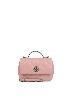 Tory Burch Willa Crossbody Glazed Mini Top Handle In Rose Sachet 156136