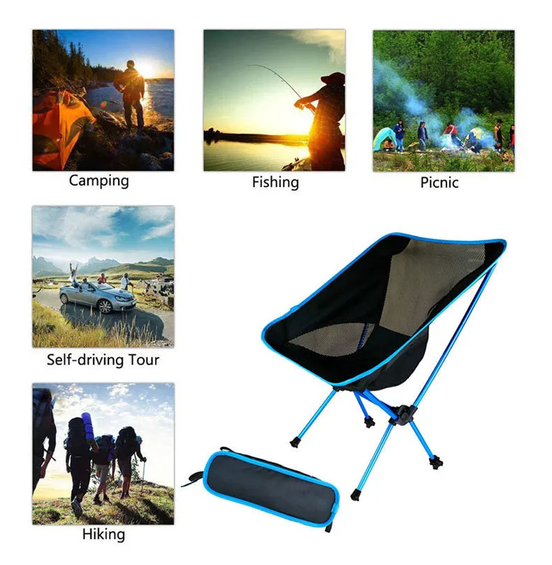 Travel Ultralight Folding Chair Superhard High Load Outdoor Camping Chair Portable Beach Hiking Picnic Seat Fishing Tools Chair