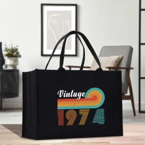 Vintage 1974 50 Age Birthday Cotton Canvas Tote Bag 50th Birthday Gift For Women 50th Birthday Celebration Party Gift