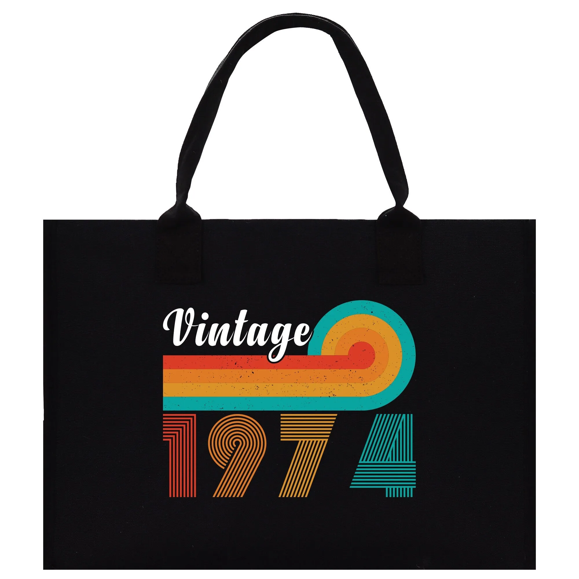 Vintage 1974 50 Age Birthday Cotton Canvas Tote Bag 50th Birthday Gift For Women 50th Birthday Celebration Party Gift