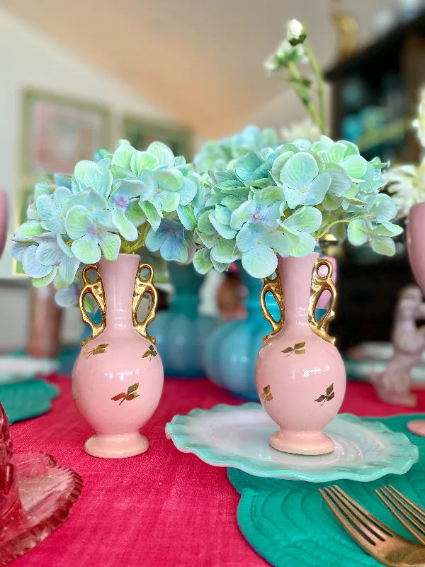 Vintage Bud Vases - Pink and Gold