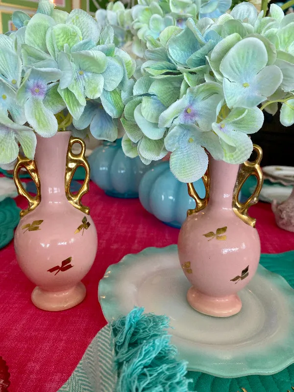 Vintage Bud Vases - Pink and Gold