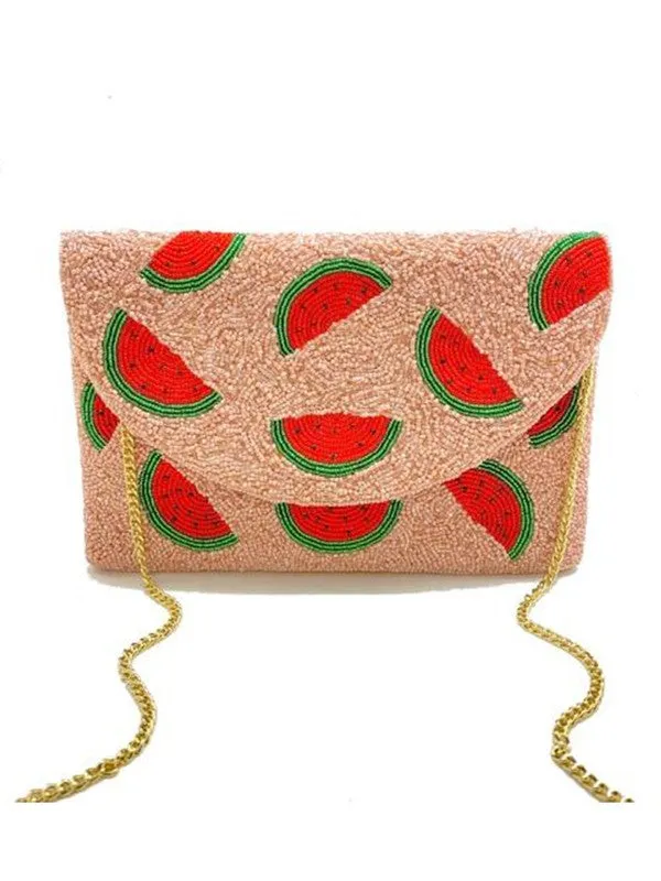 Watermelon Slice Beaded Clutch