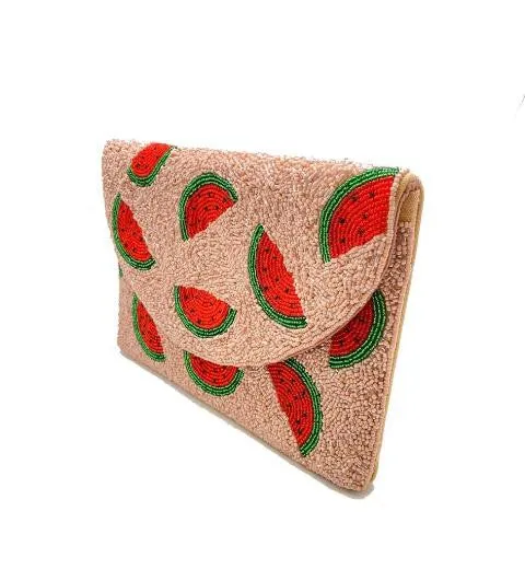 Watermelon Slice Beaded Clutch