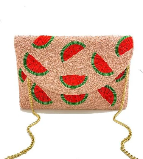 Watermelon Slice Beaded Clutch