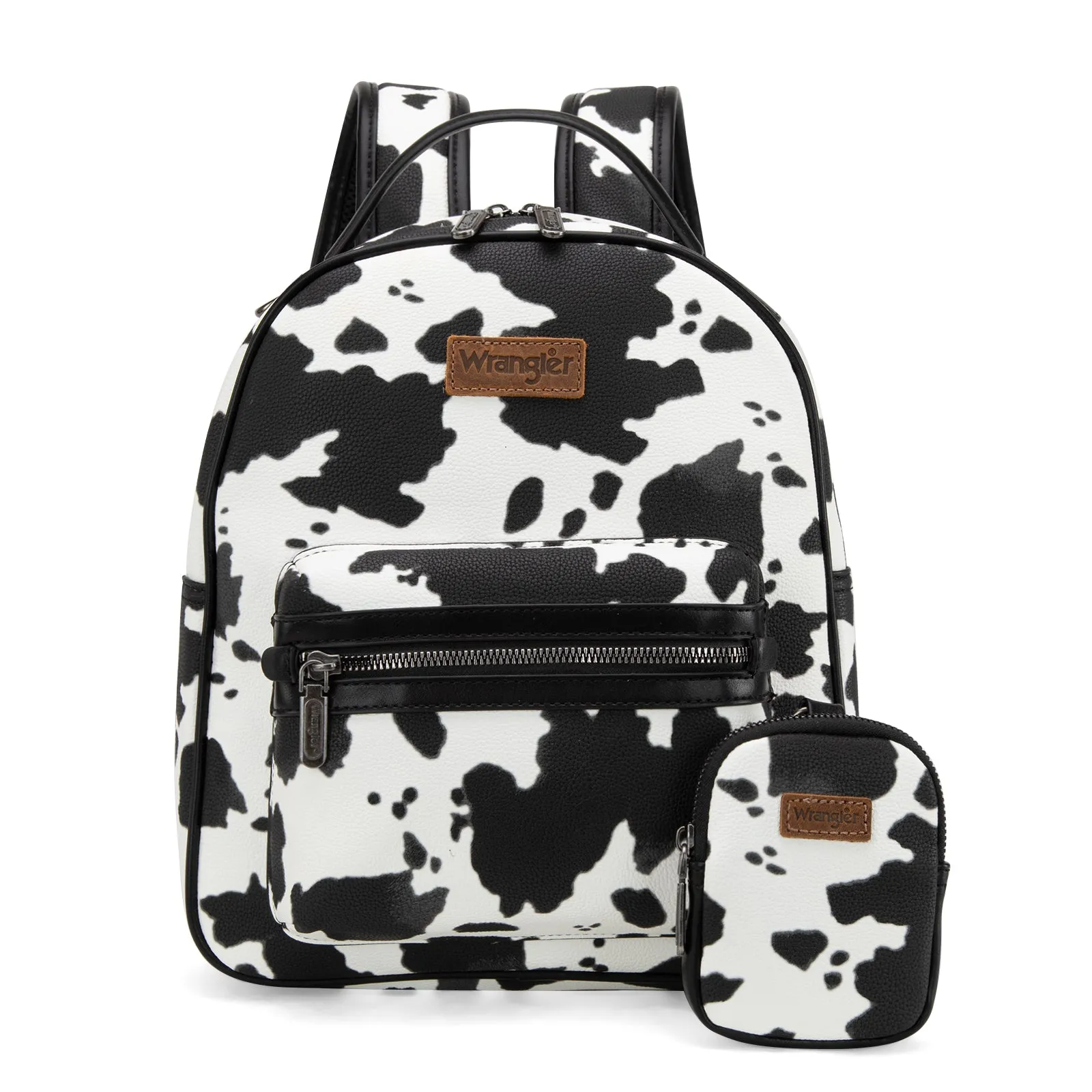 WG133-8603  Wrangler Cow Print Backpack With Coin Pouch - Black