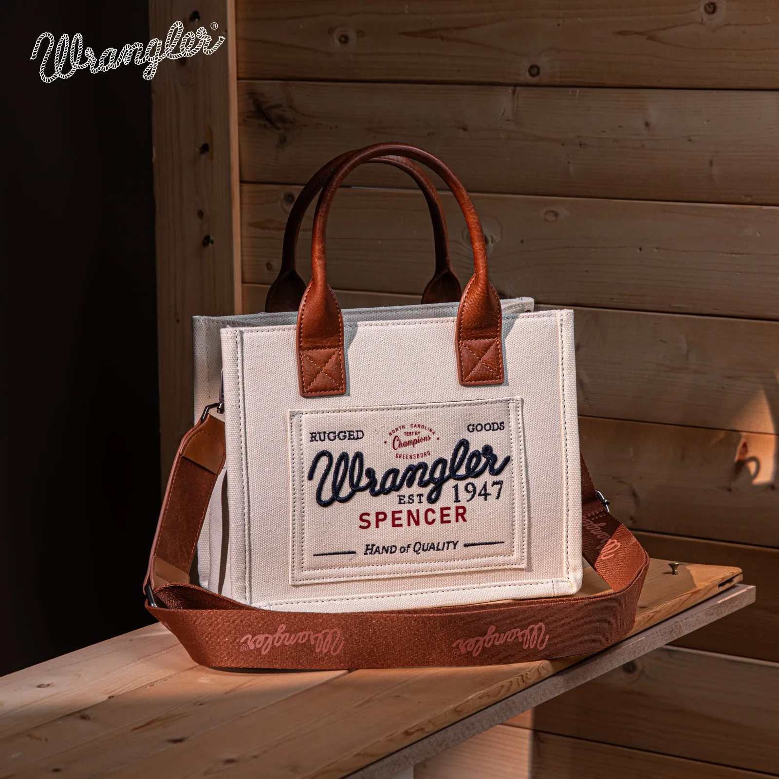 WG136-8120S   Vintage Wrangler Canvas Tote//Crossbody - Beige