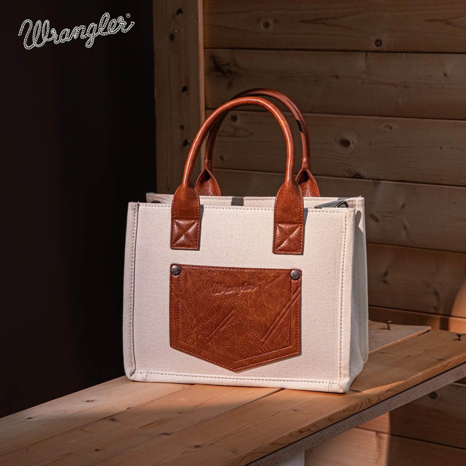 WG136-8120S   Vintage Wrangler Canvas Tote//Crossbody - Beige