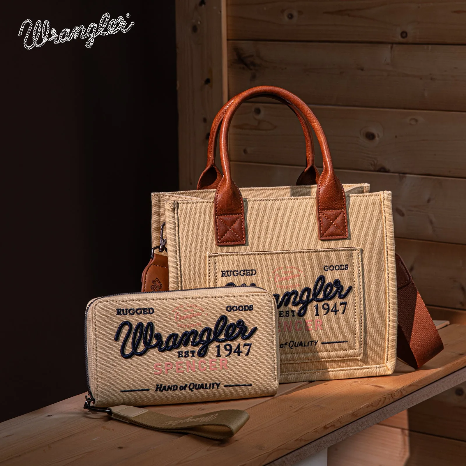 WG136-8120S   Vintage Wrangler Canvas Tote//Crossbody - Tan