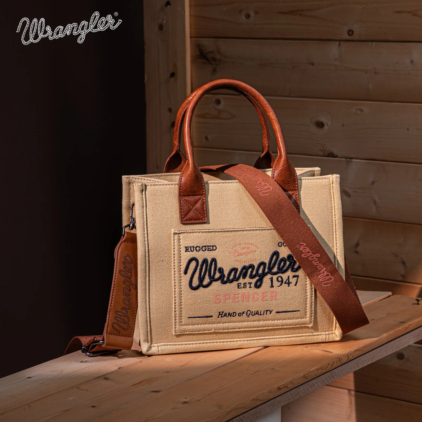 WG136-8120S   Vintage Wrangler Canvas Tote//Crossbody - Tan