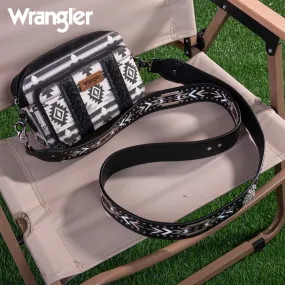 WG2207-3003  Wrangler Aztec Printed Crossbody Purse With Wallet Compartment - Black