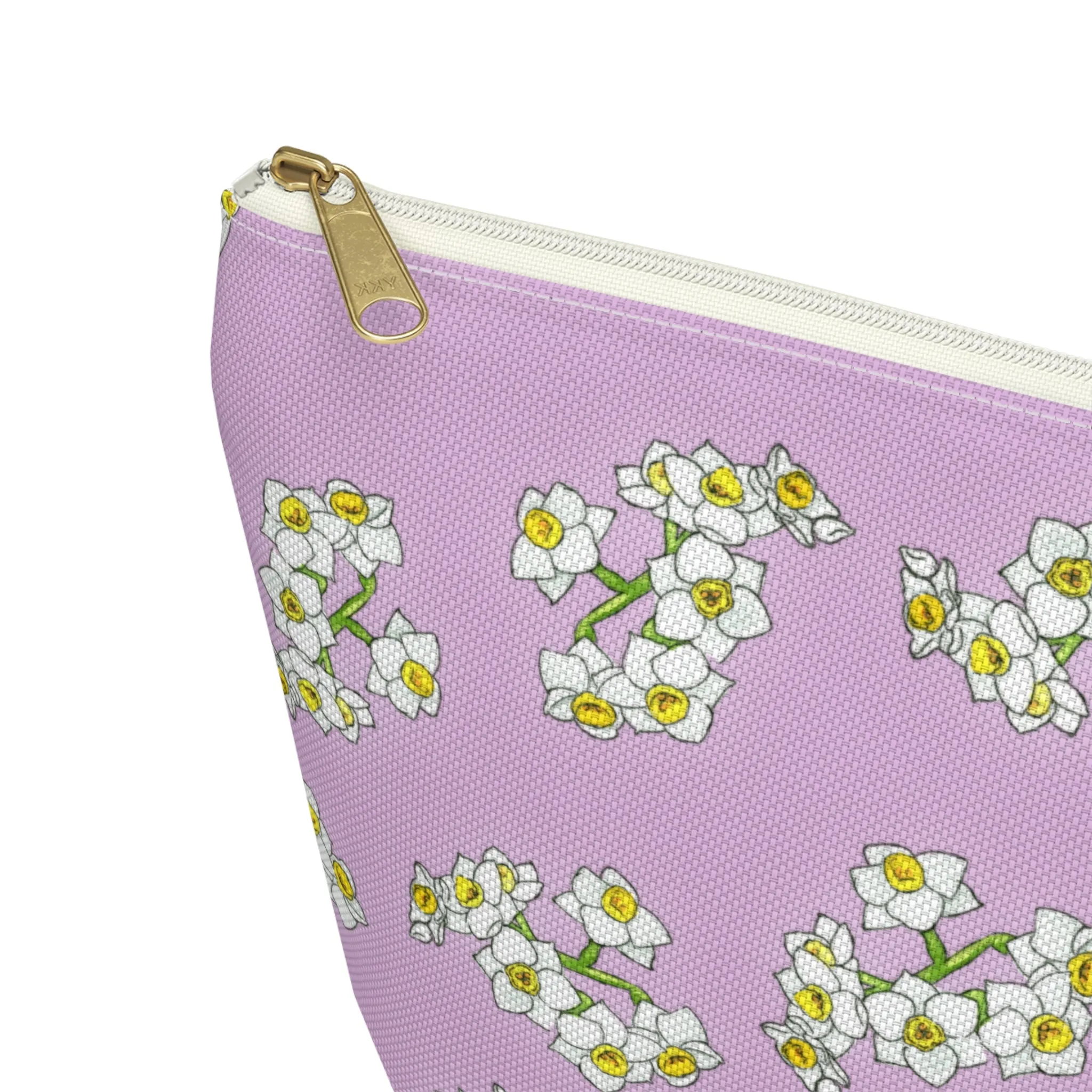 White Daffodil Accessory Pouch w T-bottom