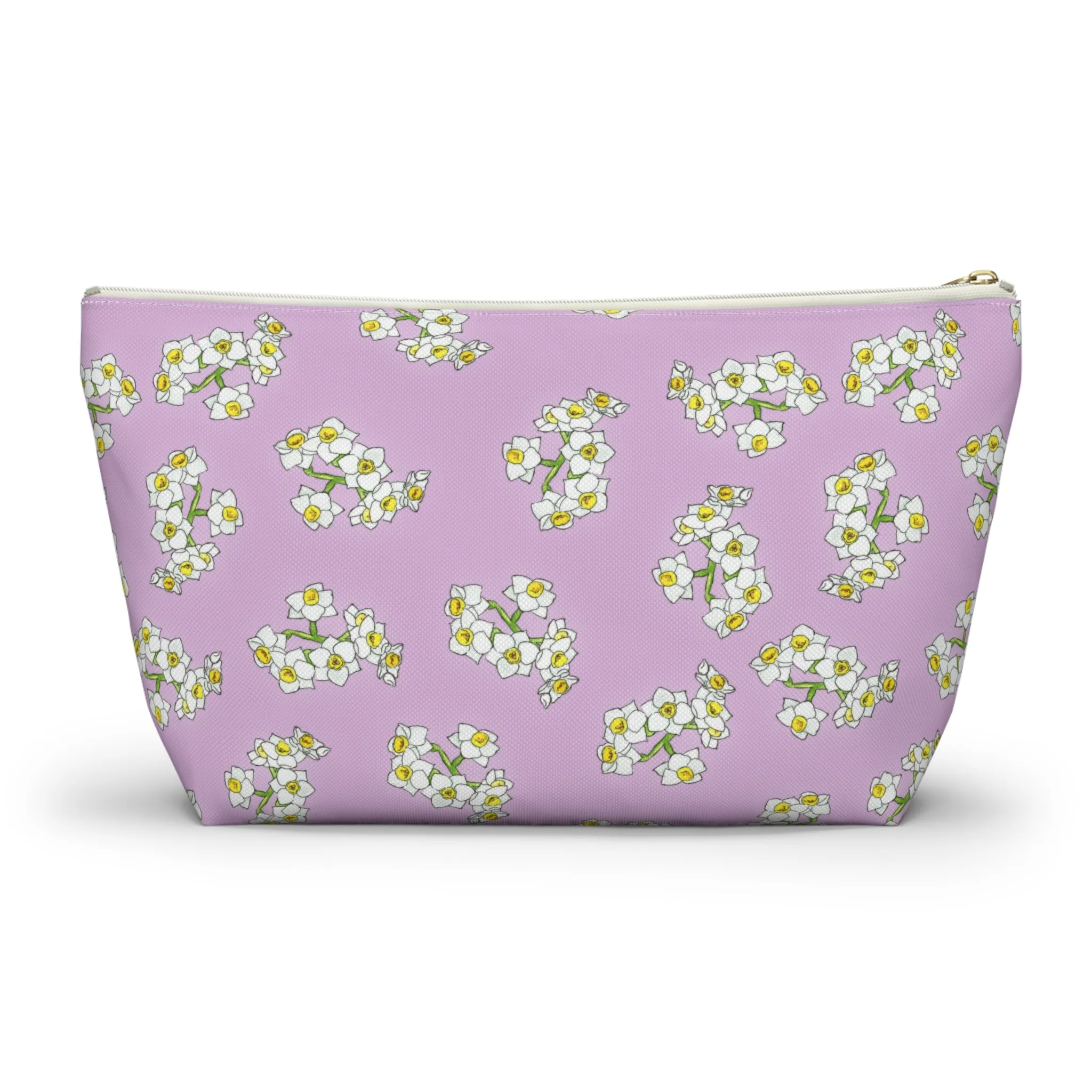 White Daffodil Accessory Pouch w T-bottom