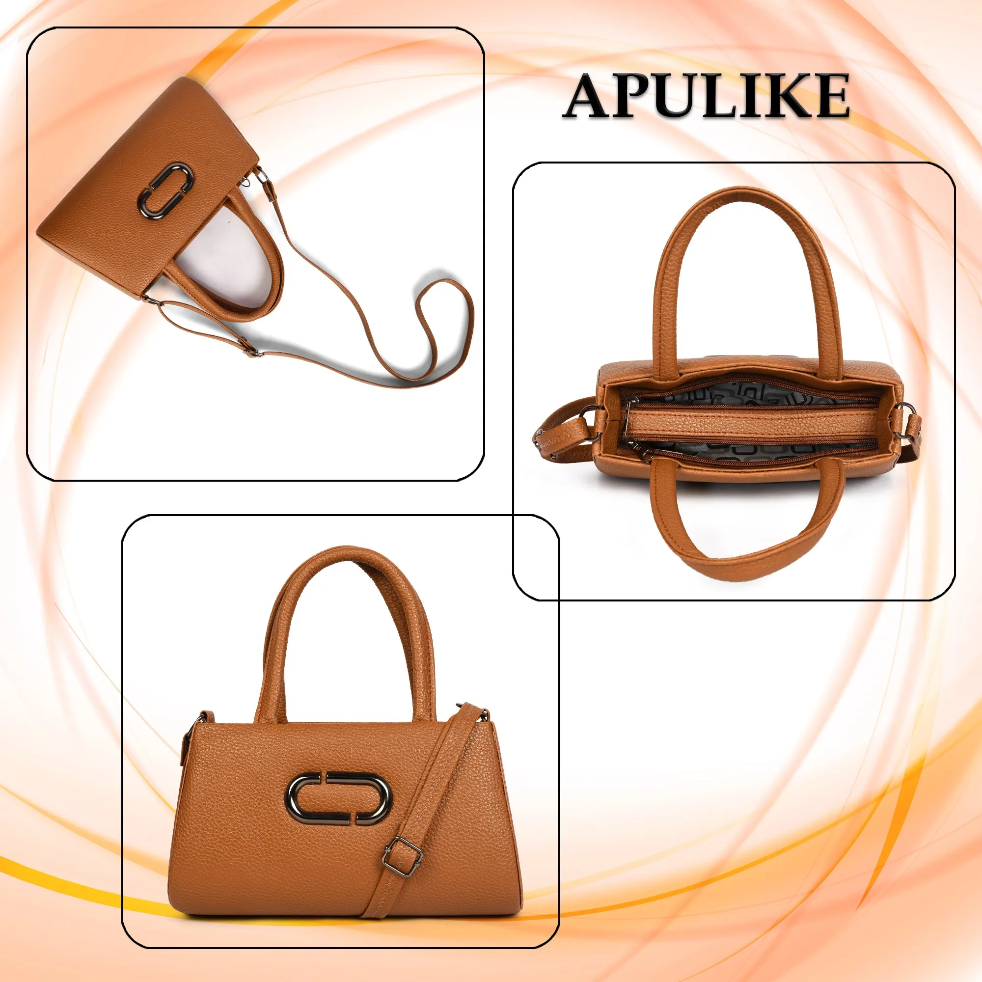 Women Leather Sling bag With Handle - Brown