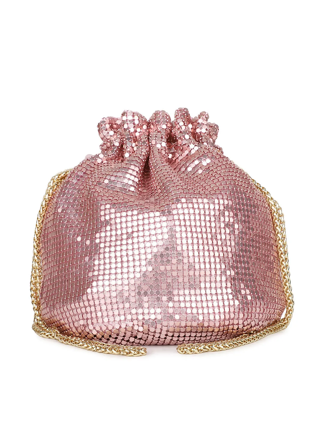 Women's Pink Embellished Potli