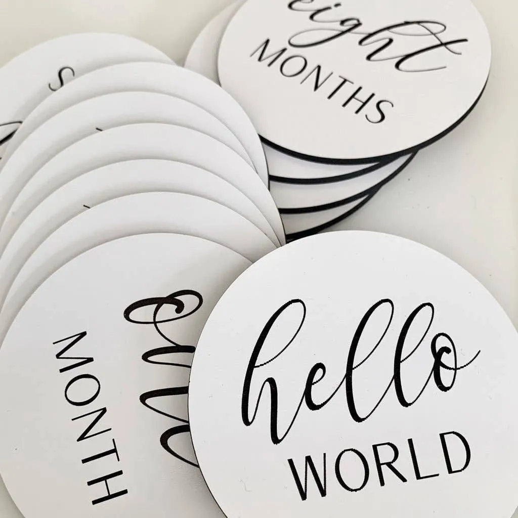 Wooden Monthly Photo Markers for Baby - Black and White