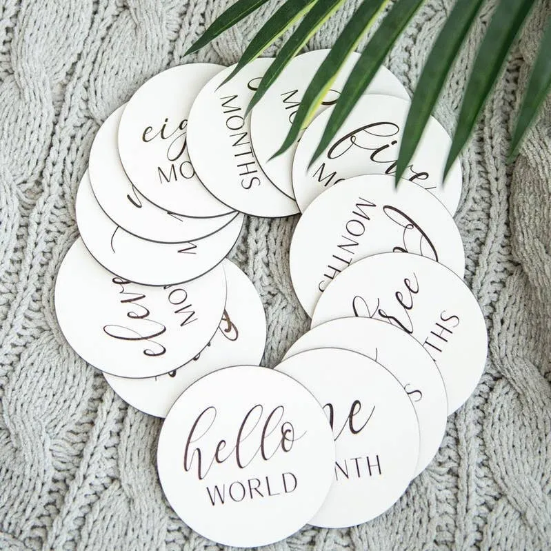 Wooden Monthly Photo Markers for Baby - Black and White