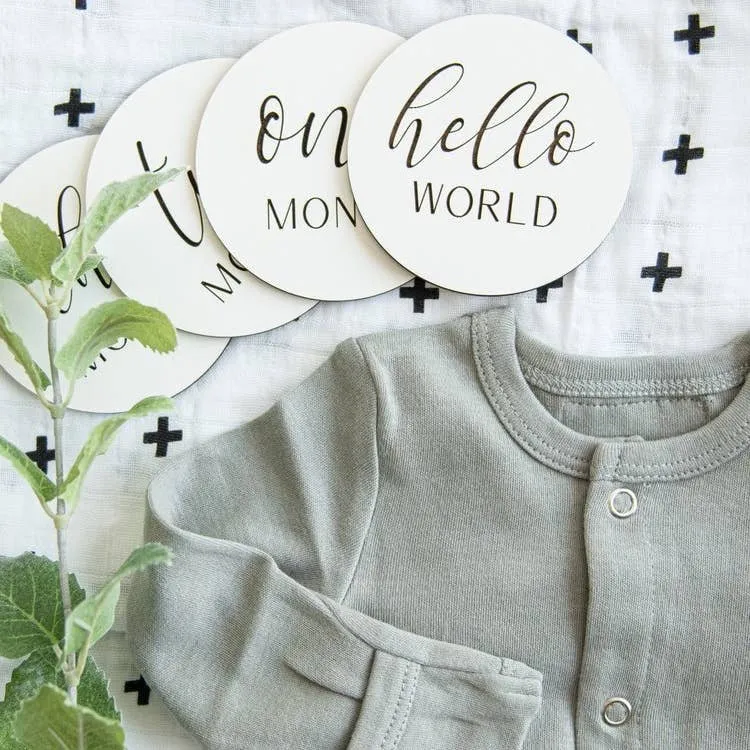 Wooden Monthly Photo Markers for Baby - Black and White