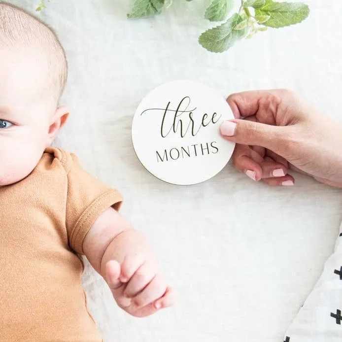 Wooden Monthly Photo Markers for Baby - Black and White