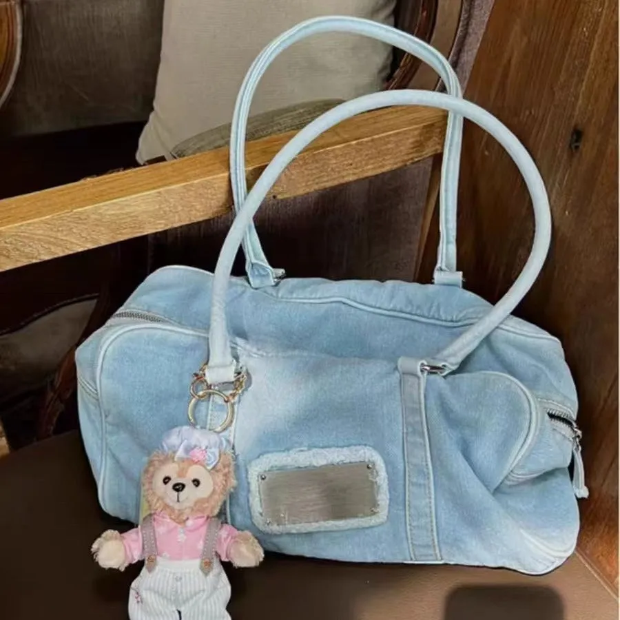 XIANGTUIBAO Korean Style Bag Women  New Large Capacity Shoulder Bag Girl Handbag Travel Bag Gym Bag Denim Bag